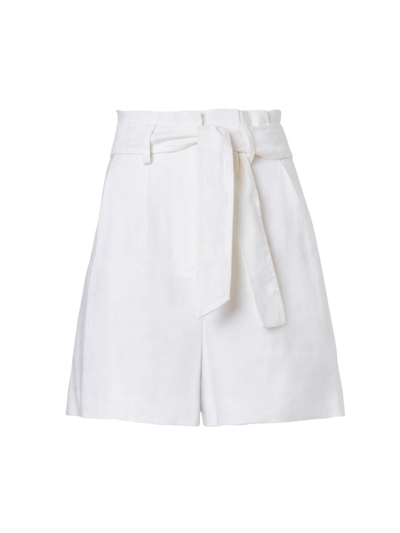Shop Milly Women's Nalia Linen Belted Shorts In White