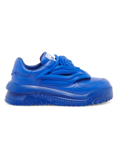 Shop Versace Men's Odissea Caged Rubber Medusa Sneakers In Blue