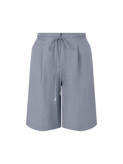 Shop Halston Women's Parker Linen-blend Wide-leg Shorts In Pewter