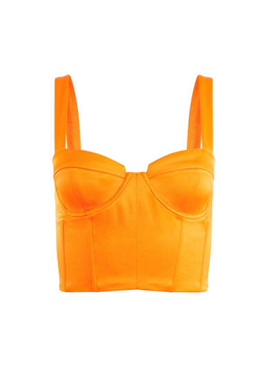 Shop Alice And Olivia Jeanna Bustier Crop Top In Tangerine