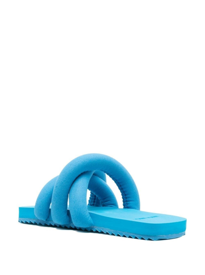 Shop Yume Yume Tume Yume Woman's  Vegan Leather Padded Slide Sandals In Light Blue