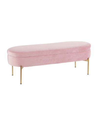 Shop Lumisource Chloe Contemporary Glam Storage Bench In Gold-tone Steel/blush Pink Velvet