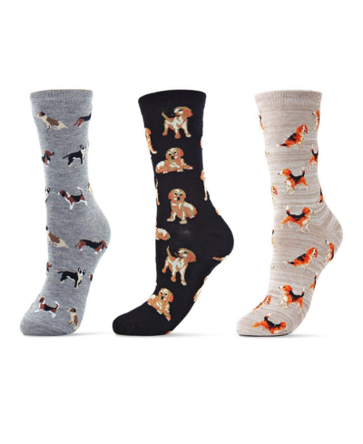 Memoi Women's Rayon From Bamboo Crew Bundle Socks Set In Dogs Assortment