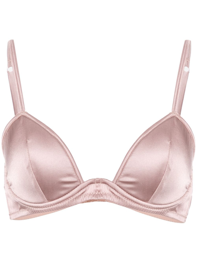 Shop Fleur Du Mal Luxe Plunge Bra In Neutrals