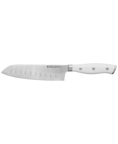 Shop J.a. Henckels Forged Accent 5" Hollow Edge Santoku Knife With Handle In Stainless Steel Blade And White Handle