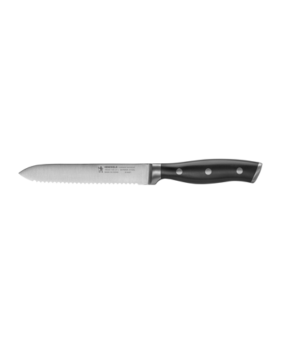 Shop J.a. Henckels Forged Accent 5" Serrated Utility Knife In Stainless Steel Blade And Black Handle