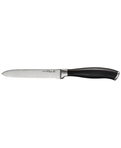 Shop J.a. Henckels Elan 5" Serrated Utility Knife In Stainless Steel Blade And Black Handle