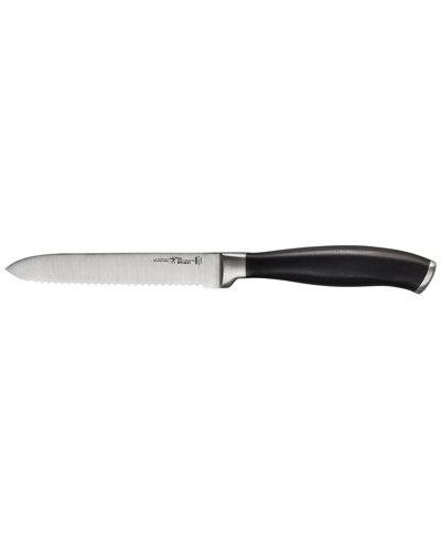 J.a. Henckels Henckels Elan 5" Serrated Utility Knife In Stainless Steel Blade And Black Handle