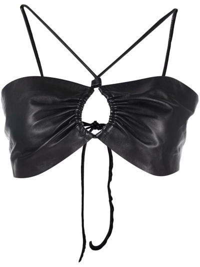Shop Ami Alexandre Mattiussi Leather Strappy Top In Black