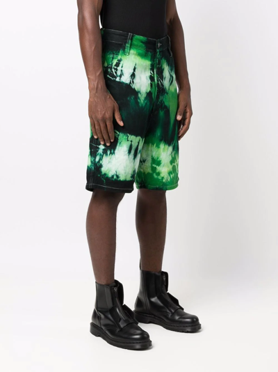 Ami Alexandre Mattiussi Ami Paris Bermuda Shorts With Tie Dye Pattern In Green