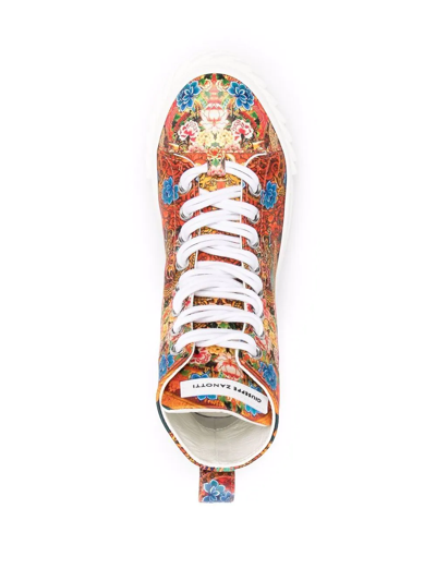 Giuseppe Zanotti Floral-print Sneakers In Orange