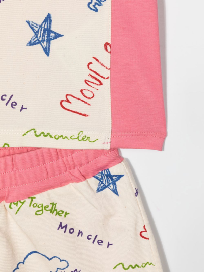 Moncler Graphic-print Short-sleeved Tracksuit In Neutrals