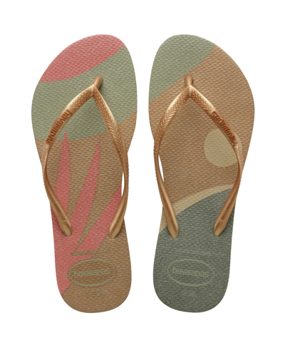 Shop Havaianas Women's Slim Palette Glow Sandals Women's Shoes In Sand Gray/golden