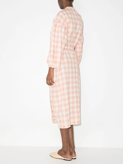 Shop General Sleep Gingham-check Wrapped Nightshirt In Pink