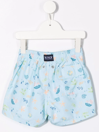 Shop Knot Parker Motif-print Swim Shorts In Blue