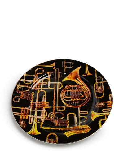 Shop Seletti Trumpets Dinner Plate In Black