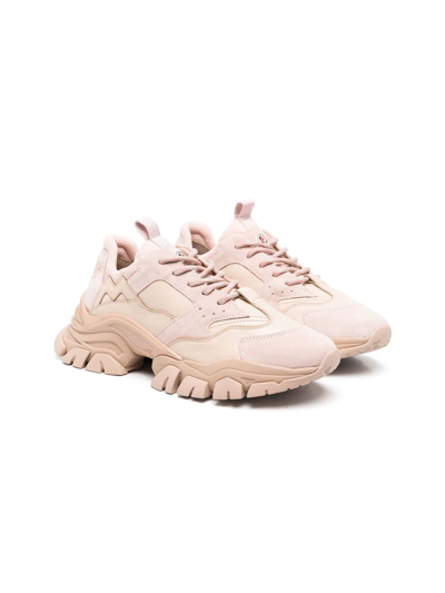 Shop Moncler Panelled Lace-up Sneakers In Pink
