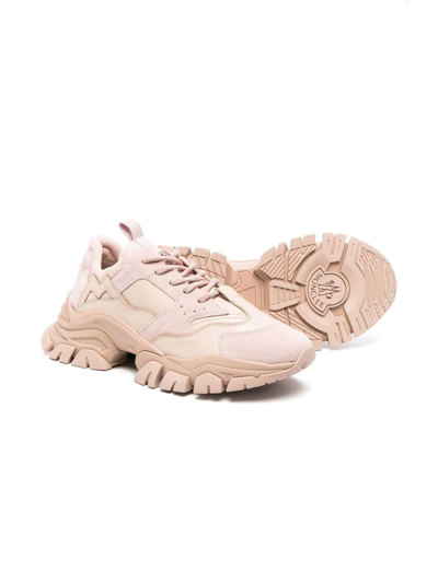 Shop Moncler Panelled Lace-up Sneakers In Pink