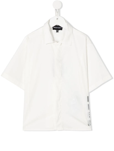 Shop Emporio Armani Logo-print Short-sleeved Shirt In White