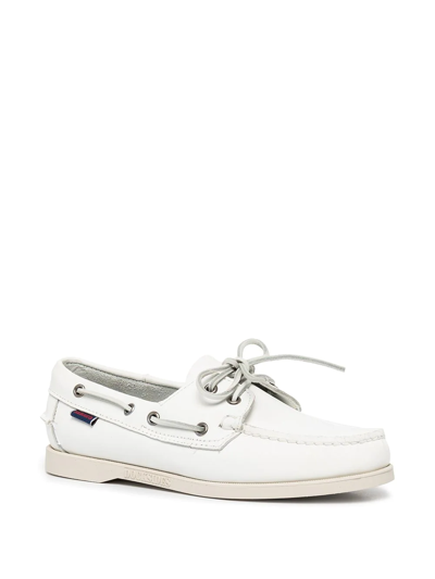 Sebago Slip-on Shoes With Rubber Sole And Metal Eyelets In White