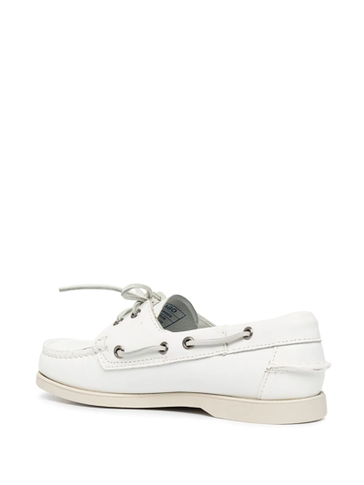 Sebago Slip-on Shoes With Rubber Sole And Metal Eyelets In White