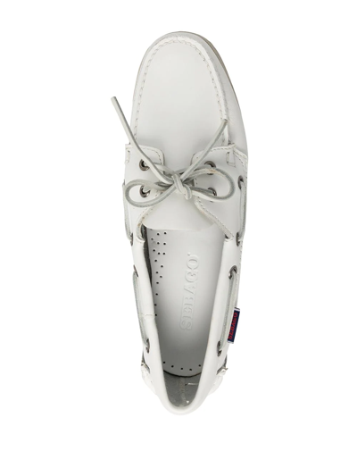 Sebago Slip-on Shoes With Rubber Sole And Metal Eyelets In White