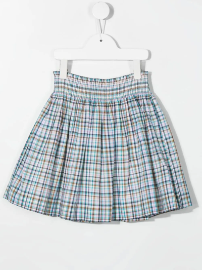 Shop Bonpoint Teen Noumea Checked Mini Skirt In Blue