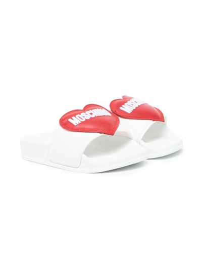 Shop Andrea Montelpare Heart Patch Pool Slides In White