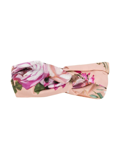 Shop Dolce & Gabbana Floral-print Knot Headband In Pink