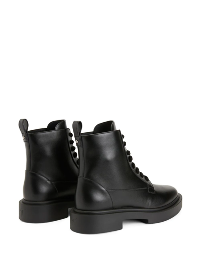 Shop Giuseppe Zanotti Achille Leather Lace-up Boots In Black