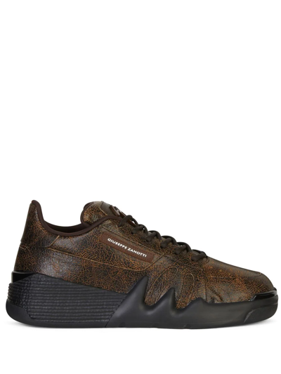 Shop Giuseppe Zanotti Talon Lace-up Leather Sneakers In Brown
