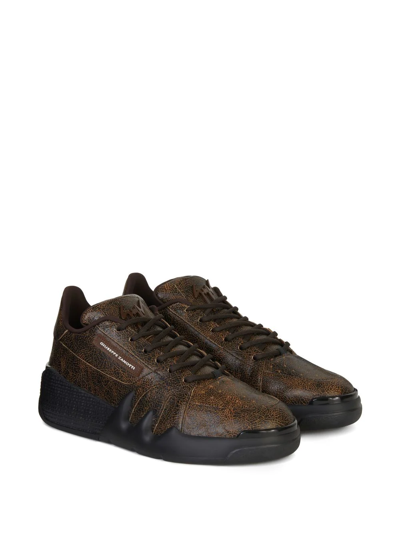 Shop Giuseppe Zanotti Talon Lace-up Leather Sneakers In Brown