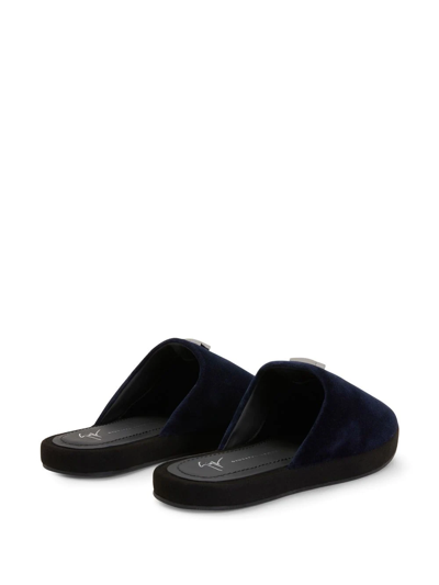 Shop Giuseppe Zanotti Domitille Logo-plaque Slippers In Black