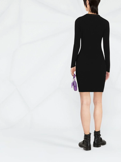 Shop Michael Michael Kors Chain-detail Rib-knit Dress In Black