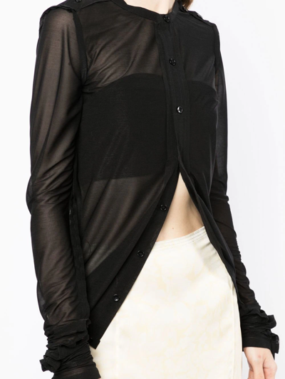 Shop Yohji Yamamoto Semi-sheer Buttoned Cardigan In Black