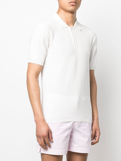 Shop Orlebar Brown Piqué-weave Design Polo Shirt In White