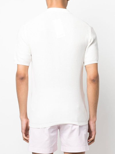 Shop Orlebar Brown Piqué-weave Design Polo Shirt In White