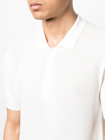 Shop Orlebar Brown Piqué-weave Design Polo Shirt In White