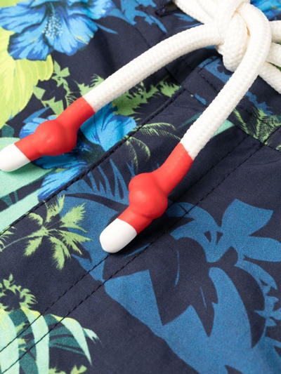 Shop Orlebar Brown Palm-tree Print Swim Shorts In Blue