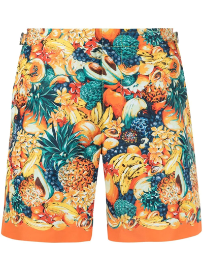 Shop Orlebar Brown Tropicana-print Swim Shorts In Orange