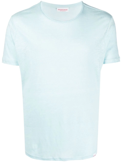 Shop Orlebar Brown Round-neck Linen T-shirt In Blue