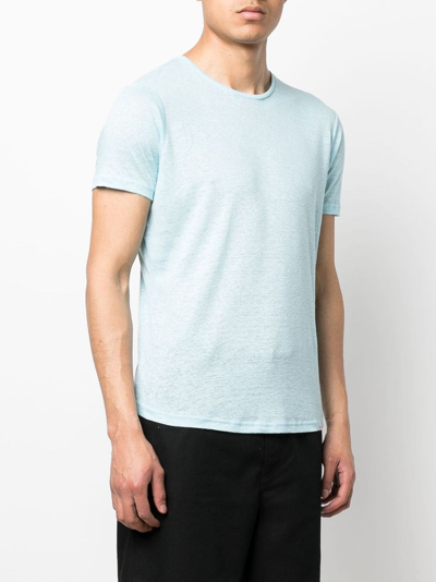 Shop Orlebar Brown Round-neck Linen T-shirt In Blue