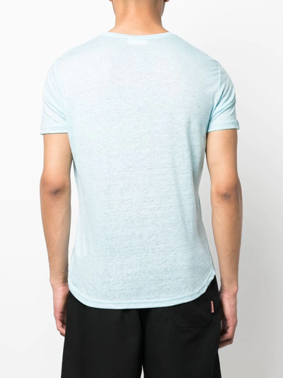Shop Orlebar Brown Round-neck Linen T-shirt In Blue