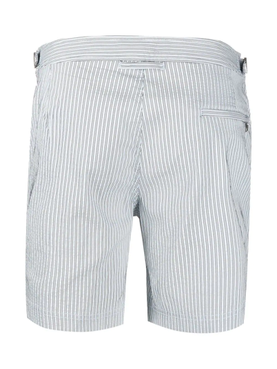 Shop Orlebar Brown Stripe-print Design Swim Shorts In Blue