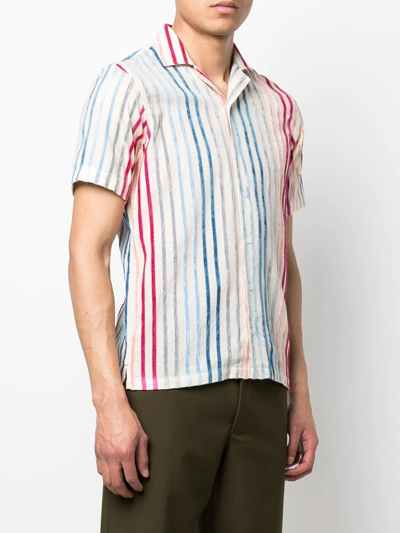 Shop Orlebar Brown Stripe-print Short-sleeved Shirt In Neutrals