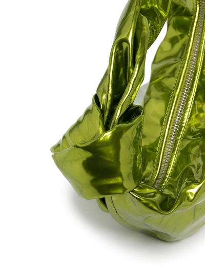 Shop Bottega Veneta Jodie Metallic Mini Bag In Green