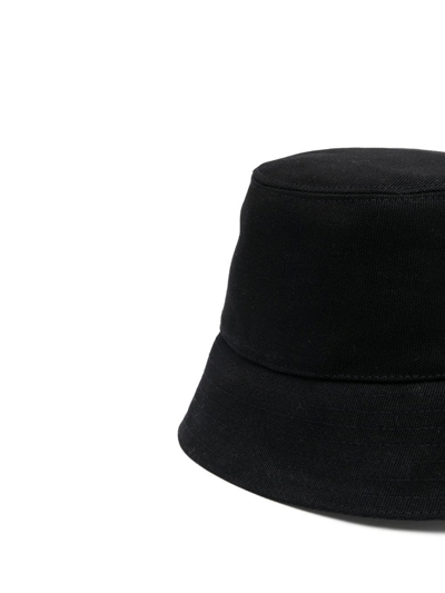 Stella Mccartney Cotton Bucket Hat With Contrasting Print In Black