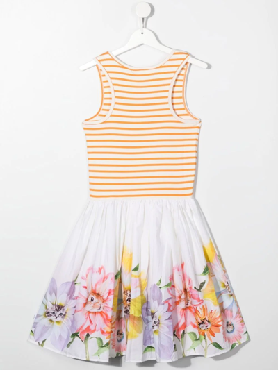 Shop Molo Stripe-floral Print Dress In Neutrals