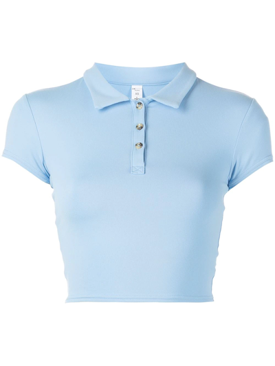 Choice Cropped Tennis Polo Shirt In Tile Blue