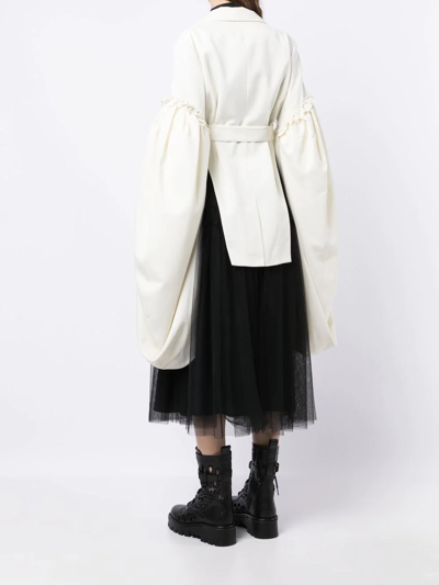 Shop Simone Rocha Belted Double-breasted Blazer In White